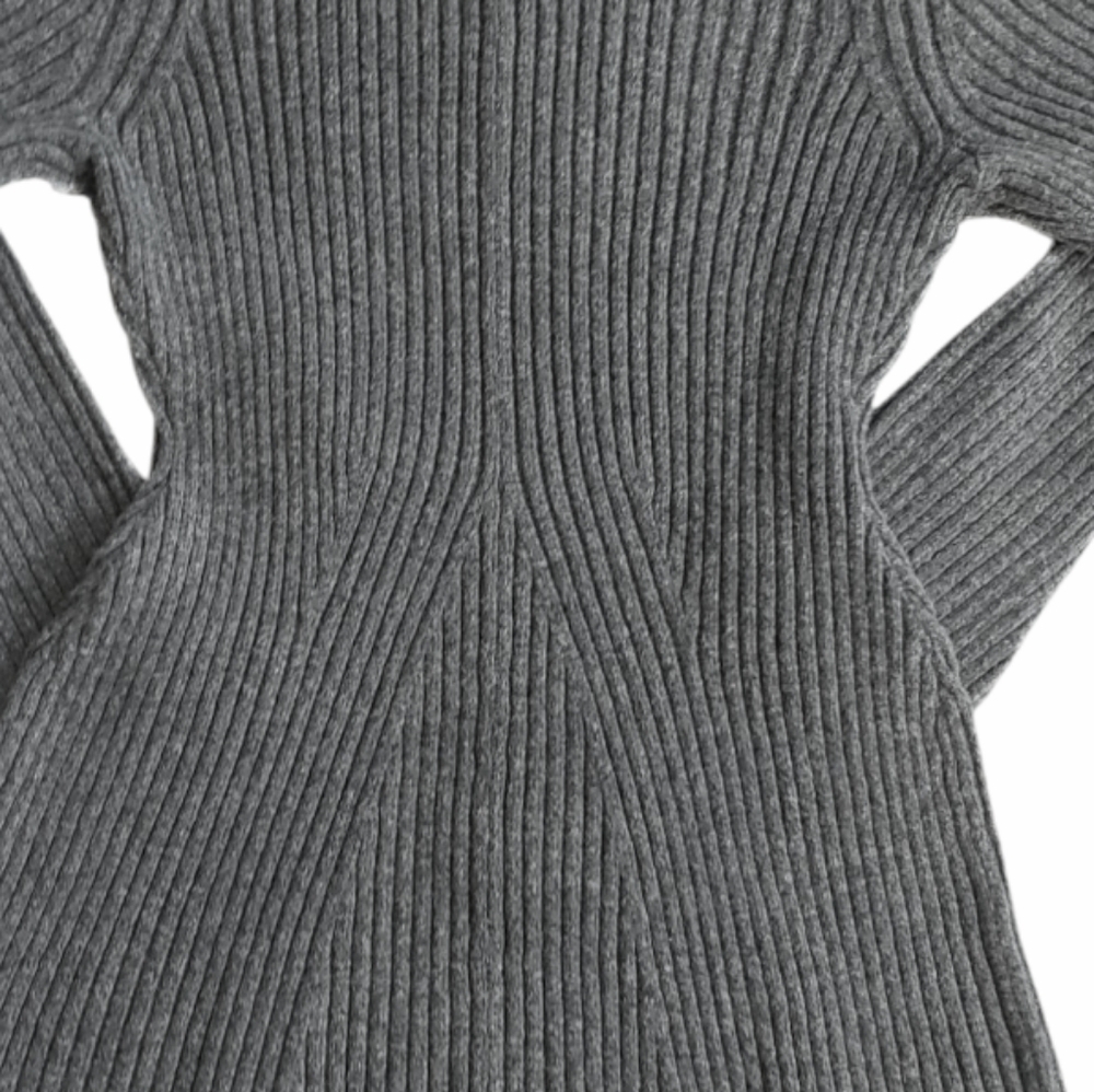 H&M Wool Long Sleeve Gray Sweater Dress Midi Knee Length Soft Stretch Size 16/18 - Picture 5 of 7